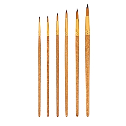 Sandy Brown Round & Pointed Brushes 6Pcs Painting Brush, Nylon Hair Brushes with Wood Handle, for Watercolor Painting Artist Professional Painting, Sandy Brown, 26x9cm