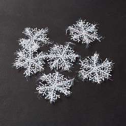Белый Подвесные украшения из пвх, с плетением из хлопковых нитей, для елочных игрушек, снежинка, белые, 68~70x58~60x1 мм, отверстие : 2 мм, 6 шт / пакет