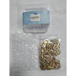 Mixed Color Nbeads 40Pcs 10 Style Rack Alloy Enamel Pendants, with Crystal Rhinestone, Cadmium Free & Nickel Free & Lead Free, Light Gold, Heart & Flat Round, Mixed Color, 17~20x17~17.5x3.5mm, Hole: 1.5~1.6mm, 4pcs/style