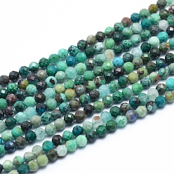 Chrysocolla Natural Chrysocolla Beads Strands, Faceted, Round, 3.5mm, Hole: 0.7mm, about 120pcs/strand, 15.16 inch(38.5cm)