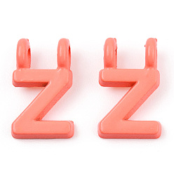 Letter Z Colgantes de eslabones de bucle de aleación pintados en aerosol con revestimiento de rejilla, encantos de la letra, sin plomo y níquel y cadmio, letter.z, 2 mm, agujero: 13.5x8.5x2 mm