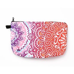 Corail Pochettes cosmétiques zippées en toile de polyester, rectangle avec motif de fleurs, corail, 14.4x21.7x2.1 cm