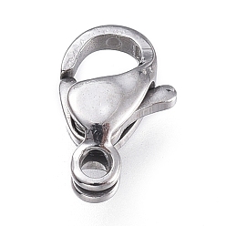 Stainless Steel Color 316 Surgical Stainless Steel Lobster Claw Clasps, Manual Polishing, Stainless Steel Color, 9x5.6x3mm, Hole: 1.2mm