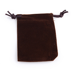 Brun De Noix De Coco Pochettes en velours rectangle, sacs-cadeaux, brun coco, 9x7 cm
