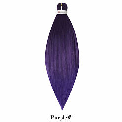Púrpura Extensión de cabello largo y liso, cabello trenzado estirado trenza fácil, fibra de baja temperatura, pelucas sintéticas para mujer, púrpura, 26 pulgada (66 cm)