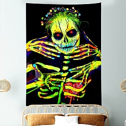 Skull Tapiz colgante de pared de poliéster con tema de halloween, para la decoración de la sala de estar del dormitorio, Rectángulo, Patrón del cráneo, 1000x750 mm