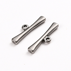 Platinum 304 Stainless Steel Toggle Clasps Parts, Bar, Stainless Steel Color, 21x6x2.5mm, Hole: 1.5mm