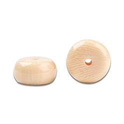 Bisque Resin Beads, Imitation Gemstone, Flat Round/Disc, Bisque, 16.5~17x8.5~9mm, Hole: 2~2.3mm