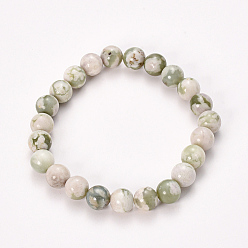 Peace Jade Natural Peace Jade Beaded Stretch Bracelets, Round, 2-1/8 inch(55mm), Bead: 8~9mm
