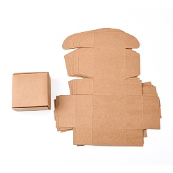 Bois Solide Boîte cadeau en papier kraft, boîtes d'expédition, boîtes pliantes, carrée, burlywood, 8x8x4 cm