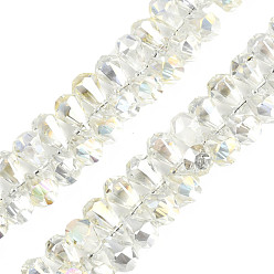 Champagne Yellow Electroplate Transparent Glass Beads Strands, AB Color Plated, Faceted, Teardrop, Top Drilled, Champagne Yellow, 14x9.5mm, Hole: 1.2mm, about 100Pcs/strand, 16.54 inch(42cm)