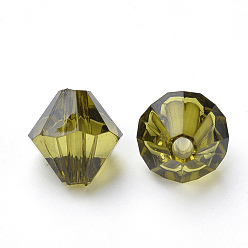 Olive Perles acryliques transparentes, Toupie, olive, 6x5.5mm, Trou: 1.5mm, environ6120 pcs / 500 g