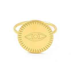Eye 304 anillos de dedo de acero inoxidable para mujer, plano y redondo, patrón de ojo, 1 mm, diámetro interior: tamaño de EE. UU. 6 (16.5 mm), plano y redondo: 15 mm
