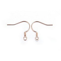 Rose Gold 304 Stainless Steel Earring Hooks, Ear Wire, with Horizontal Loop, Rose Gold, 18.5x21x2mm, Hole: 2mm, 21 Gauge, Pin: 0.7mm