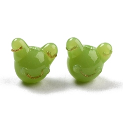 Olive Drab Handmade Lampwork Beads, Frog, Olive Drab, 14~14.5x15~17x12~13mm, Hole: 1.4~2mm