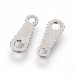 Stainless Steel Color 304 Stainless Steel Chain Tabs, Chain Extender Connectors, Teardrop, Stainless Steel Color, 10x4x0.5mm, Hole: 1.4mm and 1.8mm