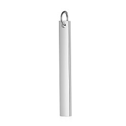 Stainless Steel Color 201 Stainless Steel Pendants, with Jump Ring, Manual Polishing, Stamping Blank Tag, Rectangle, Stainless Steel Color, 30x3x1.5mm, Hole: 3mm