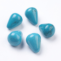 Turquoise Natural Magnesite Beads, Dyed, Turquoise, Half Drilled, Drop, Turquoise, 25x19mm, Half Hole: 1mm