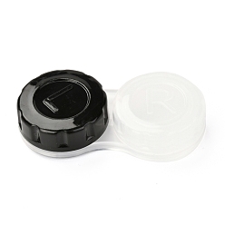 Black PP Plastic Contact Lens Case for Girl, Two Tone, Black, 27.5x56x12mm, Inner Diameter: 20.5mm