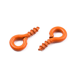 Dark Orange Spray Painted Iron Screw Eye Pin Peg Bails, For Half Drilled Beads, Cadmium Free & Nickel Free & Lead Free, Dark Orange, 8x4x1mm, Hole: 2mm, Pin: 1.4mm