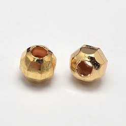 Golden Rack Plating and Vacuum Plating Brass Round Faceted Spacer Beads, Golden, 4mm, Hole: 1.5mm