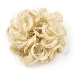 Желтая Старая Ткань  Наращивание синтетических волос булочка, женские шиньоны, волосы пончик прически хвост, термостойкое высокотемпературное волокно, бледно золотарник, 15 см