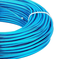 Deep Sky Blue Round Aluminum Wire, for Jewelry Making, Deep Sky Blue, 9 Gauge, 3mm, about 82.02 Feet(25m)/500g