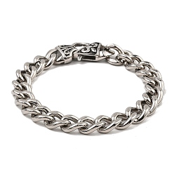 Stainless Steel Color 304 Stainless Steel Cuban Link Chain Bracelet, Stainless Steel Color, 8-7/8 inch(22.5cm)