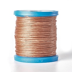 Sandy Brown Round Waxed Cords, Micro Macrame Cord, Polyester Leather Sewing Thread, for Bracelets Making, Beading, Crafting, Bookbinding , Sandy Brown, 1mm, about 87.48 yards(80m)/roll