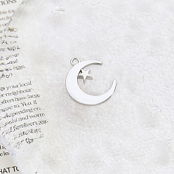Luna Colgantes de la aleación, Platino, luna, 21x17 mm