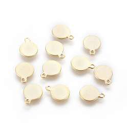 Golden 304 Stainless Steel Charms, Flat Round, Stamping Blank Tag, Golden, 10.5x8x0.9mm, Hole: 1mm