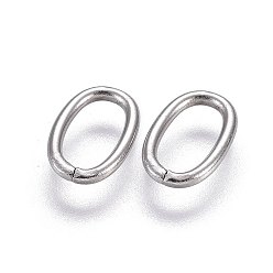 Stainless Steel Color 304 Stainless Steel Open Jump Rings, Oval, Stainless Steel Color, 10x6.5x1.1mm