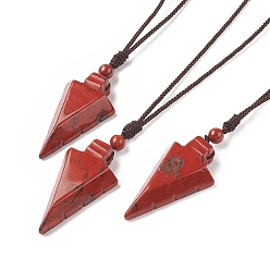 Piedra Roja Collar con colgante de flecha de jaspe rojo natural, joyas de piedras preciosas para mujeres, 36.22 pulgada (92 cm)