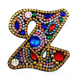 Letter Z DIY Colorful Initial Letter Keychain Diamond Painting Kits, Including Acrylic Board, Bead Chain, Clasps, Resin Rhinestones, Pen, Tray & Glue Clay, Letter.Z, 60x50mm