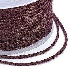 Brown Polyester Braided Cords, for Jewelry Making Beading Crafting, Brown, 2mm, about 21.87 yards(20m)/roll