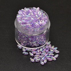 Lilac AB Color Plated Rice Electroplated Eco-Friendly Transparent Acrylic Beads, Lilac, 6x3mm, Hole: 1mm, about 17700pcs/500g