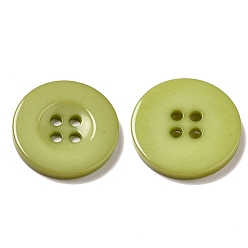 Dark Sea Green Resin Buttons, Dyed, Flat Round, Dark Sea Green, 25x3mm