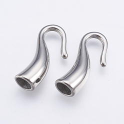 Stainless Steel Color 304 Stainless Steel Hook
 Clasps, Stainless Steel Color, 20x10x6mm, Hole: 4mm