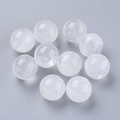 Cristal de Quartz Perles de cristal de quartz naturel, perles de cristal de roche, sphère de pierres précieuses, pas de trous / non percés, ronde, 17.5~18mm