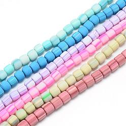 Mixed Color Handmade Polymer Clay Bead Strands, Column, Mixed Color, 5~7x6mm, Hole: 1.5~2mm, about 61~69pcs/strand, 15.74 inch