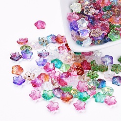 Couleur Mélangete Perles de verre tchèques, galvanisé / couleur incrustation or / teint, fleur, couleur mixte, 10x3.5mm, trou: 1 mm, environ 237~243 PCs / sachet 