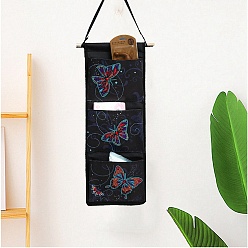 Butterfly DIY 5D Diamond Painting Hanging Storage Bag Kits, Including Cloth Storage Bag, Resin Rhinestones, Diamond Sticky Pen, Tray Plate and Glue Clay, Butterfly Pattern, 500x200mm