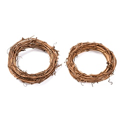 BurlyWood Aro de guirnalda de rama de vid de ratán en forma de círculo, para decoraciones de fiesta de navidad de pascua de bricolaje, burlywood, 9.5~10x2~2.3 cm, diámetro interior: 6.8~7 cm