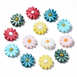 Mixed Color Natural Freshwater Shell Beads, with Enamel, Flower, Mixed Color, 12x4mm, Hole: 0.9mm