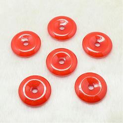 Orange Red Resin Pendants, Donut/Pi Disc, Orange Red, Donut Width: 10mm, 25x6mm, Hole: 5mm
