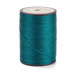 Verde azulado Hilo de hilo de poliéster encerado plano, cordón de micro macramé, para coser cuero, cerceta, 0.8~0.9x0.3 mm, aproximadamente 109.36 yardas (100 m) / rollo