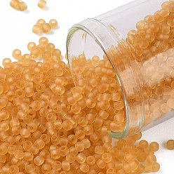 (2BF) Transparent Frosted MED TOPAZ TOHO Round Seed Beads, Japanese Seed Beads, (2BF) Transparent Frosted MED TOPAZ, 11/0, 2.2mm, Hole: 0.8mm, about 1110pcs/bottle, 10g/bottle