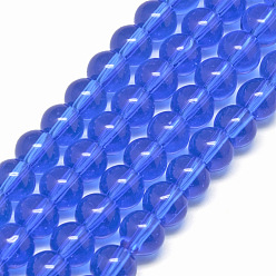 Royal Blue Glass Beads Strands, Round, Royal Blue, 6mm, Hole: 1mm, about 50pcs/strand, 13 inch