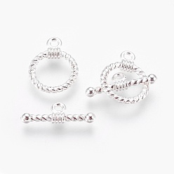 Plata Cierres de acero de estilo tibetano, sin plomo y cadmio, anillo, plata, anillo: 19x14x3 mm, agujero: 2 mm, bar: 20x8x3 mm, agujero: 2 mm