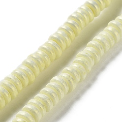 Jaune Clair Brins de perles en argile polymère peintes à la main, pour les fournitures de bricolage bijoux artisanat, disque, jaune clair, 7x3mm, Trou: 2mm, Environ 112~123 pcs/chapelet, 14.92~15.94 pouce (37.9~40.5 cm)